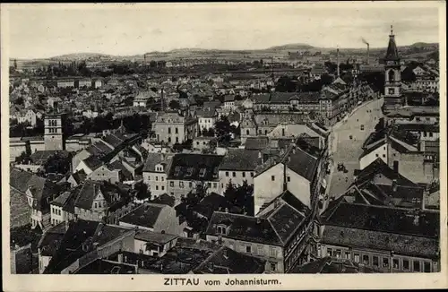 Ak Zittau in Sachsen, Stadt mit Johannisturm