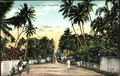 Ak Colombo Ceylon Sri Lanka, Galle Road, Rikscha