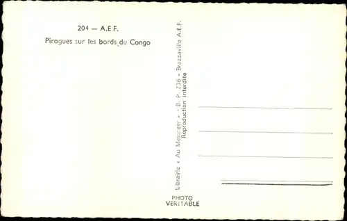 Ak Brazzaville Französisch Kongo, Pirogues sur les bords du Congo