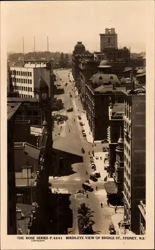 Ak Sydney Australien, Birds Eye view of Bridge Street