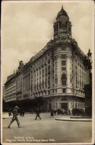 Ak Buenos Aires Argentinien, Diagonal Norte Avenida Roque Saenz Pena