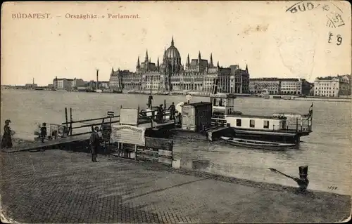 Ak Budapest Ungarn, Parlament, Boot, Fluss