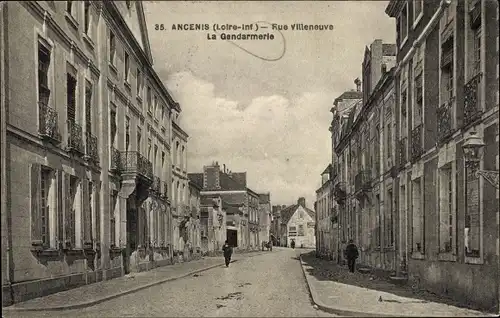 Ak Ancenis Loire-Atlantique, Rue Villeneuve, La Gendarmerie
