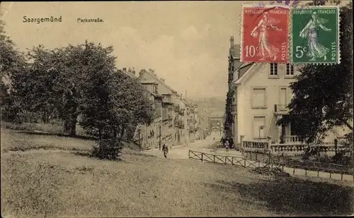 Ak Sarreguemines Saargemünd Lothringen Moselle, Parkstraße