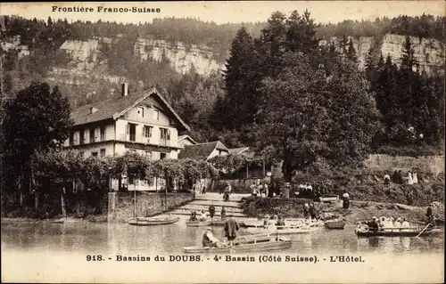 Ak Bassins du Doubs, L'Hotel, Frontiere Franco-Suisse