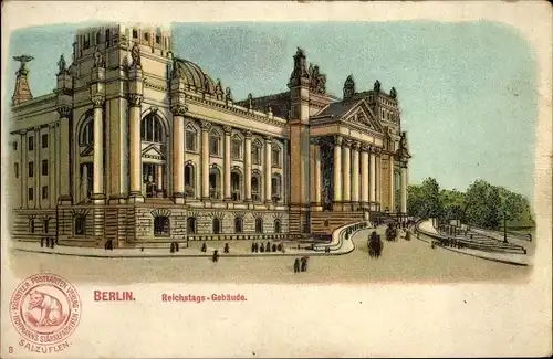 Litho Berlin Tiergarten Reichtstagsgebäude, Hoffmanns Stärkefabriken Salzuflen