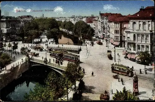 Ak Berlin Tiergarten, Potsdamer Brücke, Straßenbahnen