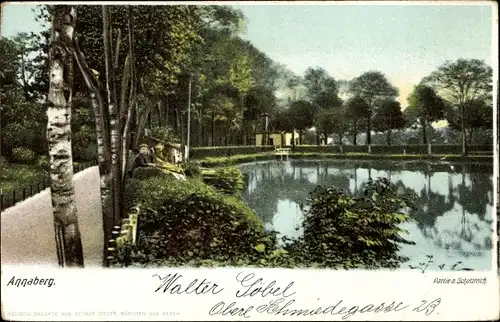 Ak Annaberg Buchholz im Erzgebirge, Partie am Schutzteich Annaberg