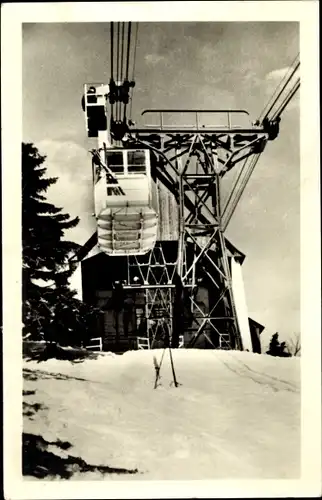 Ak Oberwiesenthal im Erzgebirge, Fichtelberg, Drahtseilbahn, Winter