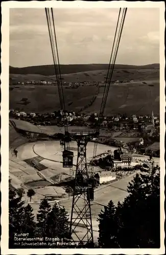 Ak Oberwiesenthal im Erzgebirge, Schwebebahn zum Fichtelberg, Luftseilbahn