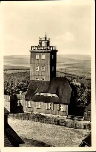 Ak Oberwiesenthal im Erzgebirge, Fichtelberg, Wetterwarte