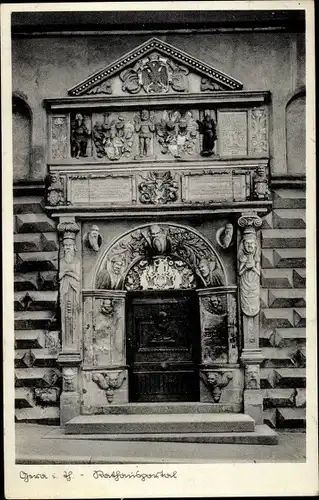 Ak Gera in Thüringen, Rathausportal