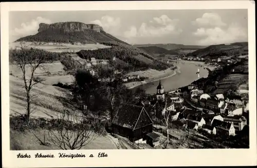 Ak Königstein an der Elbe Sächsische Schweiz, Gesamtansicht, Kirche, Lilienstein