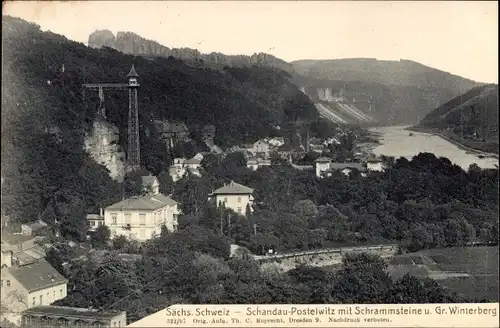 Ak Postelwitz Bad Schandau Sächsische Schweiz, Schrammsteine, Gr. Winterberg, Fahrstuhl