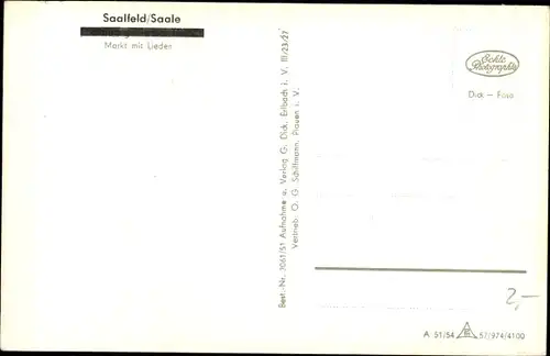 Ak Saalfeld an der Saale Thüringen, Markt mit Lieden, Buchdruckerei Robert Kohl, Geschäft O. Böltze