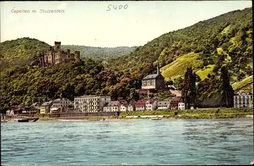 Ak  Kapellen Stolzenfels Koblenz, Gesamtansicht