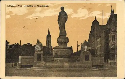 Ak Koblenz am Rhein, Artillerie Denkmal