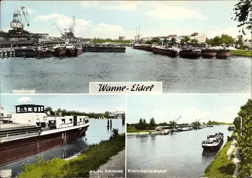 Ak Wanne Eickel Herne im Ruhrgebiet, An der Schleuse, Rhein-Herne-Kanal, Westhafen