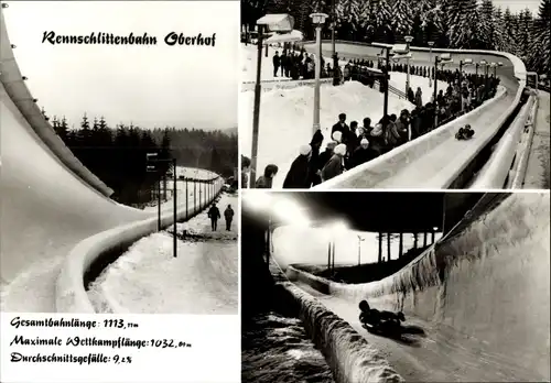 Ak Oberhof im Thüringer Wald, Rennschlittenbahn