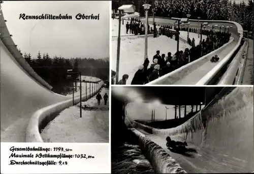 Ak Oberhof im Thüringer Wald, Rennschlittenbahn