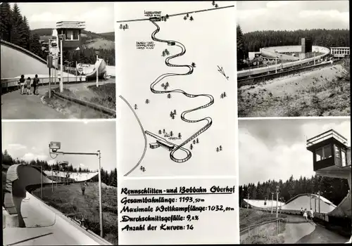 Ak Oberhof im Thüringer Wald, Rennschlitten- und Bobbahn