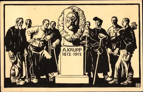Künstler Ak Essen im Ruhrgebiet, Denkmal Alfred Krupp, Hundertjahrfeier der Firma Krupp