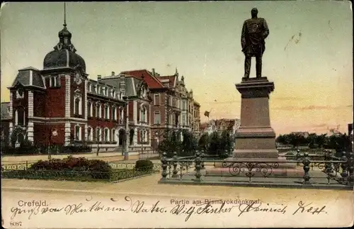 Ak Krefeld am Niederrhein, Partie am Bismarckdenkmal