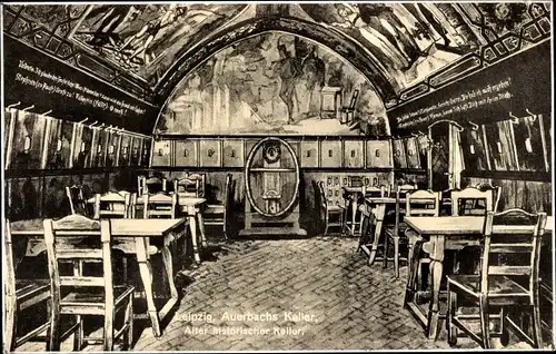 Künstler Ak Leipzig in Sachsen, Auerbachs althistorischer Keller, Goethe Faust Gaststätte