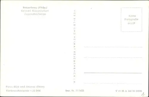 Ak Köppelsdorf Sonneberg in Thüringen, Jugendherberge