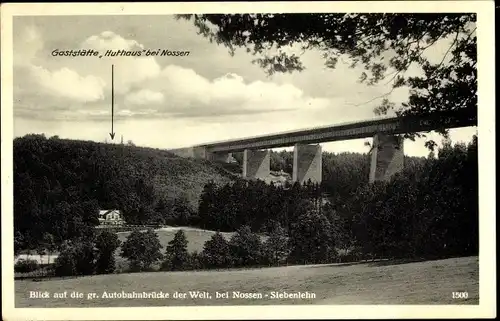 Ak Siebenlehn Großschirma in Sachsen, gr. Autobahnbrücke, Gaststätte Huthaus