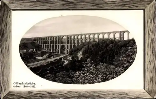 Passepartout Ak Reichenbach im Vogtland, Göltzschtalbrücke, Fabrik Ketzel, Bahnstrecke