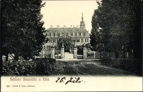 Ak Diesbar Seußlitz Nünchritz an der Elbe, Schloss Seusslitz, Eingangstor