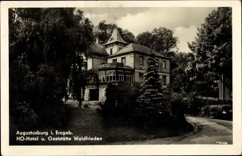 Ak Augustusburg im Erzgebirge, HO Hotel, Gaststätte Waldfrieden