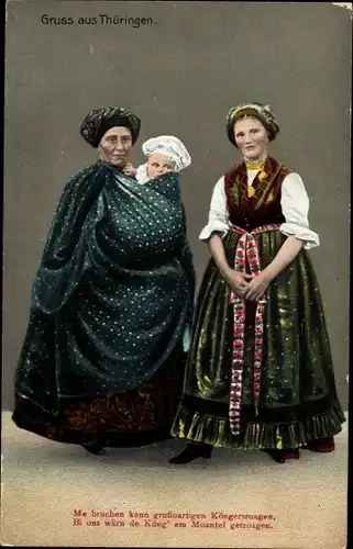 Ak Gruß aus Thüringen, Thüringerinnen in Landestrachten, Kleinkind