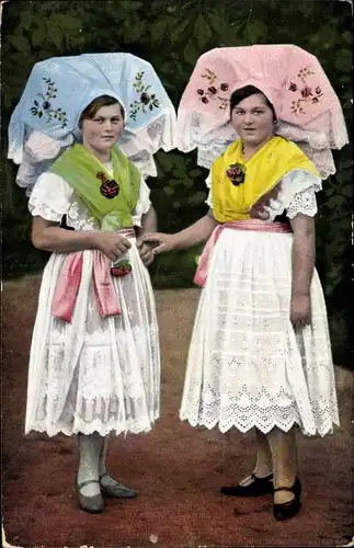 Ak Spreewald, Spreewälderinnen in Sonntagstrachten