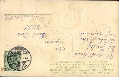 Präge Ak Glückwunsch Geburtstag, Rosen, Glücksklee, Hufeisen