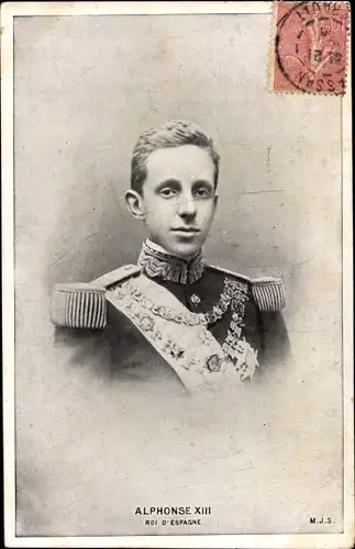 Ak Alfonso XIII, König Alfons XIII. von Spanien, Roi d'Espagne, Portrait