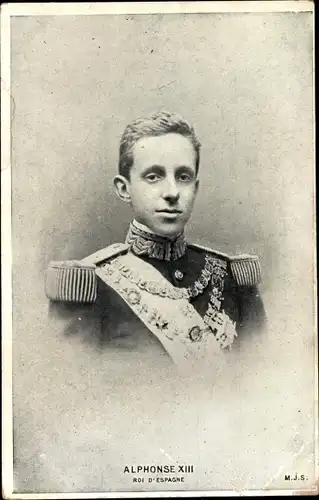 Ak Alfonso XIII, König Alfons XIII. von Spanien, Roi d'Espagne, Portrait