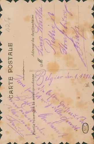 Glitzer Ak Une Pensee de Courtrai