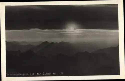 Ak Sonnenuntergang auf der Zugspitze