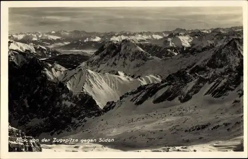 Ak Blick von der Zugspitze gegen Süden, Münchner Haus, Bergpanorama