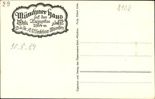 Ak Blick von der Zugspitze gegen Süden, Münchner Haus, Bergpanorama