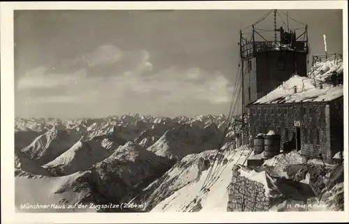 Ak Münchner Haus auf der Zugspitze
