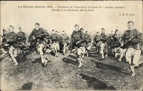 Ak Bataillon de Volontaires Ecossais de London Scottish, Charge a la baionnette, I WK