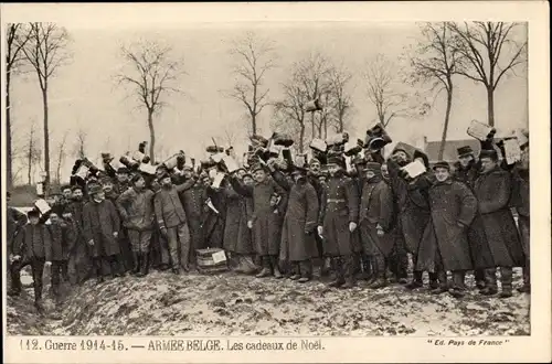 Ak Armee Belge, les cadeaux de Noel, I WK