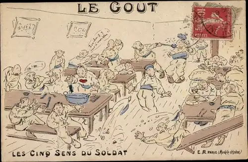 Ak Les Cinq Sens du Soldat, le gout, französische Soldaten