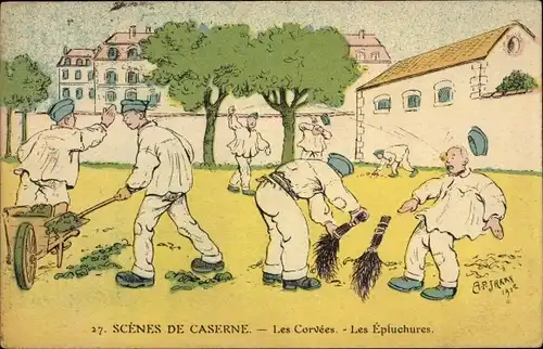 Ak Scenes de Caserne, les corvees, les epluchures