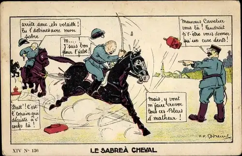 Künstler Ak Le Sabre a Cheval, französische Soldaten, Reiter