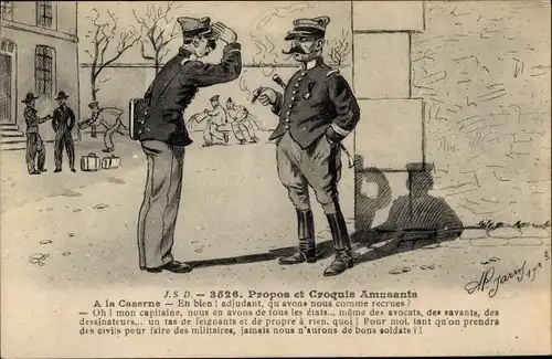 Künstler Ak Propos et Croquis Amusants, A la Caserne, französische Soldaten