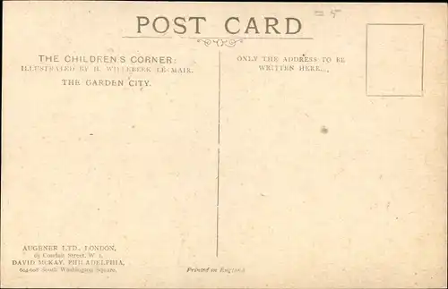 Künstler Ak Willebeek le Mair, H., The Garden City, The Children's Corner